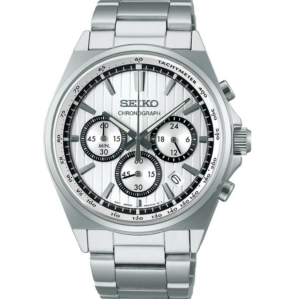 SEIKO精工 CS系列 條紋設計三眼計時腕錶 41mm（ 8T63-01T0S / SBTR031J ） SK014