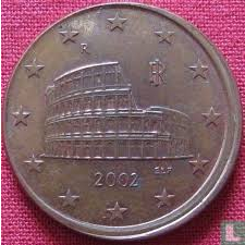 【全球硬幣】 EURO 2002年義大利 Italiana 1歐元分紀念幣 AU