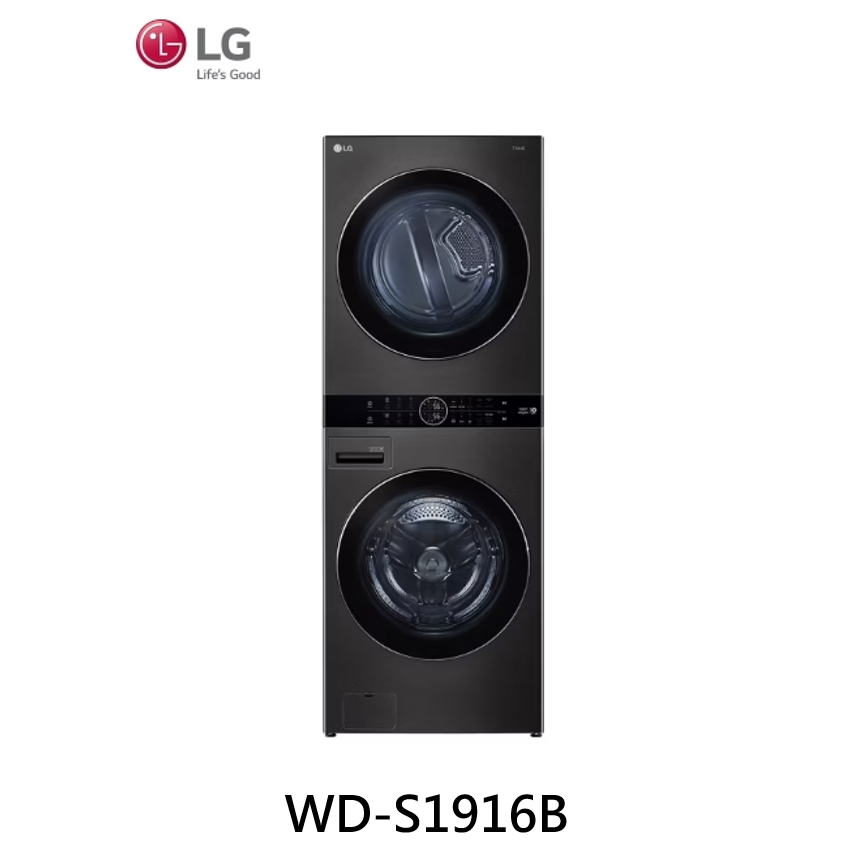 LG 樂金 WashTower™ AI智控洗乾衣機 洗衣19公斤+乾衣16公斤 WD-S1916B【雅光電器商城】