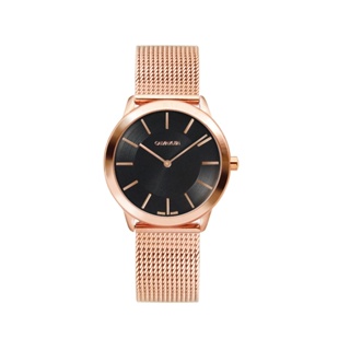 CK手錶 Minimal極簡系列女錶-黑面 玫瑰金不鏽鋼米蘭腕錶K3M2262Y
