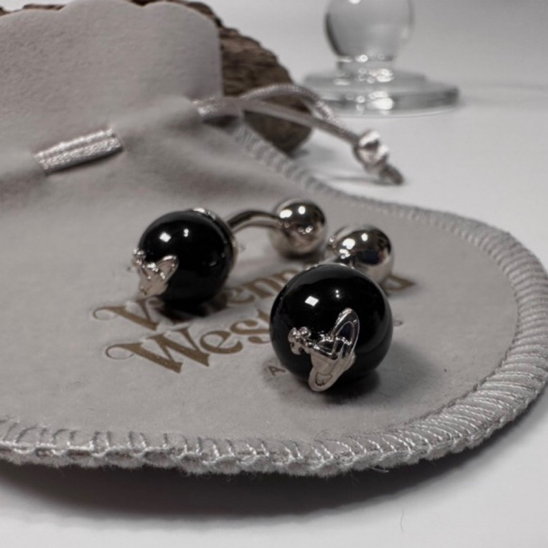 Vivienne Westwood vintage 日本二手 中古復古古董 黑色寶石 配件 袖扣