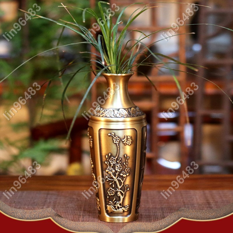 佩琪歡樂購⛄花瓶佛具 供佛花瓶 乾燥花花瓶 插花花器 神桌花瓶 純銅花瓶擺件桌面銅花瓶✨lin96483