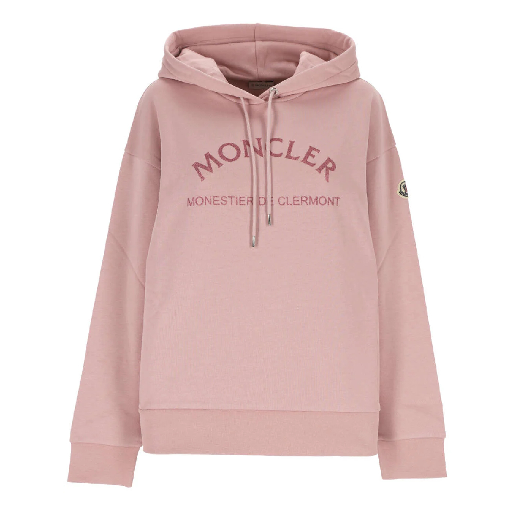 【鋇拉國際】MONCLER 女款 品牌英文名&amp;LOGO 長袖帽T 粉色 歐洲代購 義大利正品代購 台北實體工作室