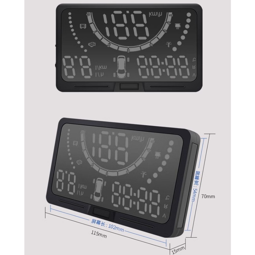 OBD OBD2 反射式多功能 模式切換 水溫表 時數 電壓 轉數 油耗 五合一 車速 電壓 行車電腦