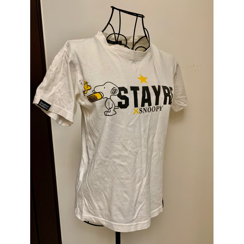 STAYREAL五月天 SNOOPY史努比狗狗飛機 白色圓領短袖T恤上衣S-M 衣長55公分