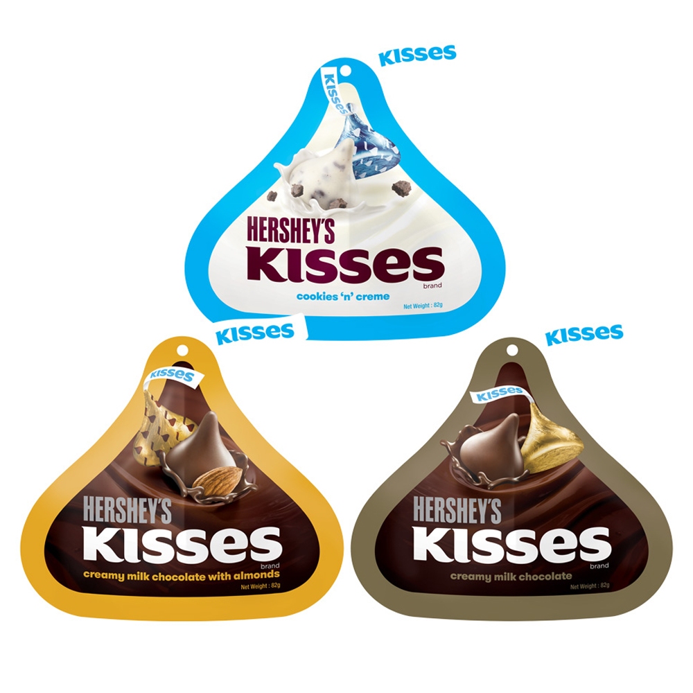 【Hershey's好時】Kisses水滴巧克力82g (巧酥可可風味、杏仁夾餡牛奶巧克力、牛奶巧克力)