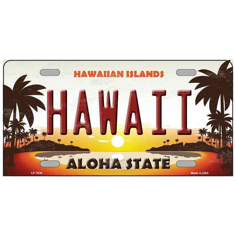 HAWAIIAN ISLANDS ALOHA License Plate LP-7836 美國製 夏威夷 裝飾 車牌