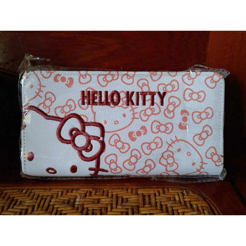 正版 三麗鷗 Hello kitty 長夾 凱蒂貓 皮夾 氣質燙金皮質長夾 拉鍊錢包 手拿包 現貨 實拍 刺繡長夾 未拆