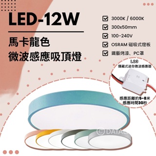 Feast Light🕯️【VB85+L23】LED-12W/20W/36W 馬卡龍色微波感應吸頂燈 感應距離5-8米
