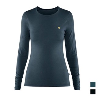 【Fjallraven 北極狐】Bergtagen Thinwool 長袖羊毛排汗衣 女 黑 高山藍 底層衣 89886