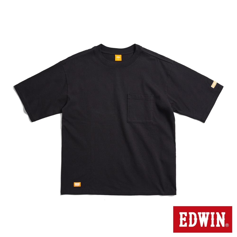 EDWIN 橘標 大寬版口袋短袖T恤(黑色)-男款