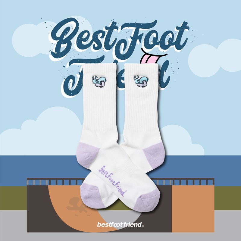 BEST FOOT FRIEND BF23012-BL Skateboard Monster 滑板怪 中筒襪 (藍色)