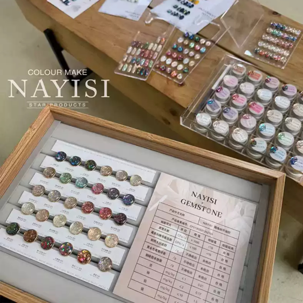 『現貨』Nayisi 珠寶盒 韓國亮片30色罐裝膠 爆閃大亮片 超亮細閃碎鑽膠 美甲店專用套裝