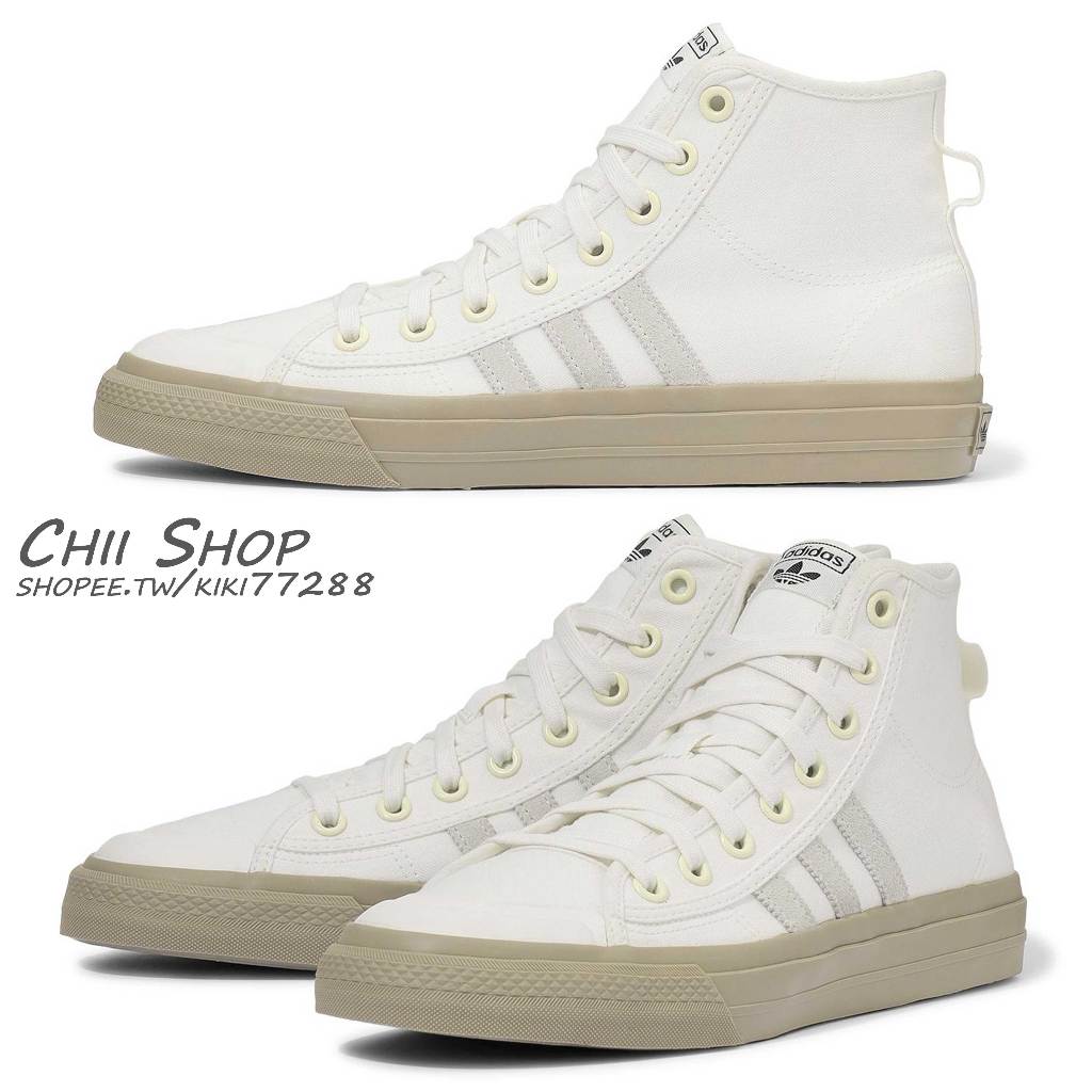 【CHII】日本 adidas NIZZA HI RF 高筒 復古帆布鞋 白色x膠底 ID0843