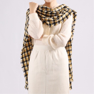 窄版格紋流蘇-耶誕黃黑｜頂級羊毛圍巾 圍巾/披肩 BANNIES 喀什米爾圍巾 頂級羊毛披肩/圍巾 專櫃