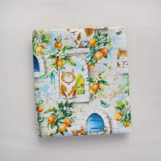 【布學無數Fabricology】布料/手作/數位印花/防潑水/2023秋季布料/ʕ•ᴥ•ʔ動物好朋友/橘味小貓