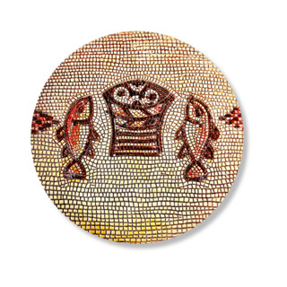 【ELIM以琳】五餅二魚雕刻陶瓷掛飾/擺飾（附展示架）│福音禮品．居家擺飾．受洗禮物．經文．基督教│以琳書房ELIM