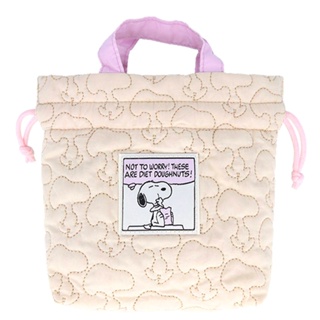 sun-star Snoopy 絎縫壓紋手提束口袋 史努比 喜劇場景 對話 UA72480