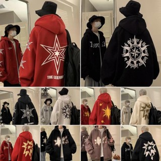 連帽外套男【M-8XL】美式設計感拉鏈外套 情侶連帽外套男女 大尺碼300公斤可穿加絨外套刷毛外套 帽t外套 保暖外套
