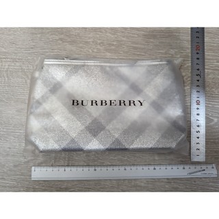 Burberry LOGO 全新正品 經典花紋 旅行包 晚宴包 手拿包 化妝 銀色 標誌 小袋 手拿包 小物品