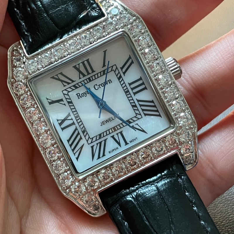 Royal Crown  JEWELRY系列石英方形指針式鑲鑽錶
