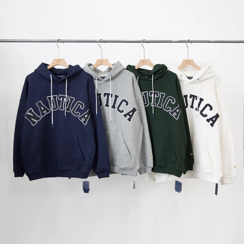 《V.I.P》NAUTICA  Arch Logo Sweat Hoodie 刺繡 特寬 帽T 帽T 重磅 長谷川 長袖