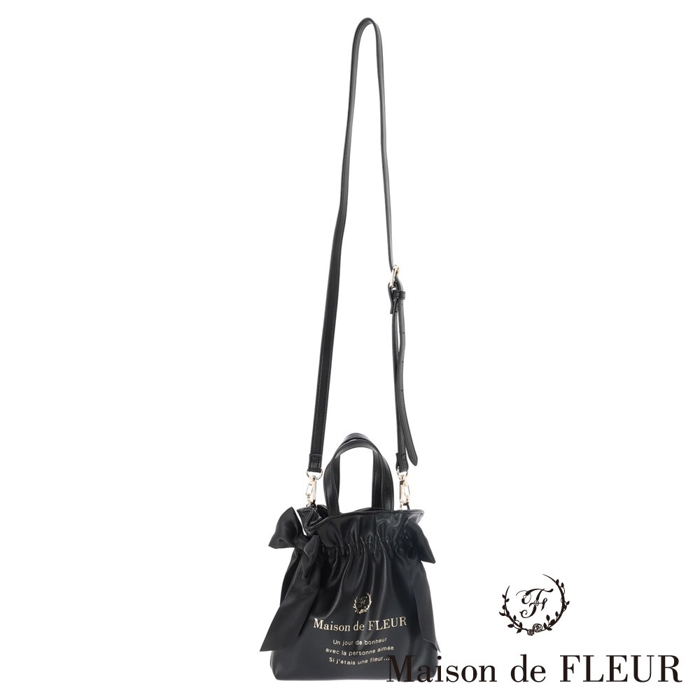 Maison de FLEUR 【WEB限定】2Way品牌燙金皮革緞帶托特包(8S33F0J3300)