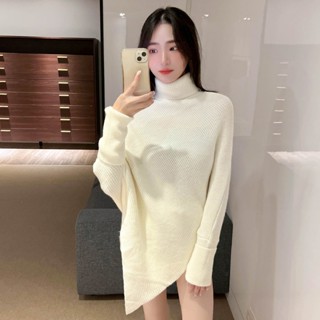 翻領不規則針織上衣【18212】Sandy33實拍秋冬新款韓系INS修身顯瘦氣質純欲保暖高領立領坑條上衣 針織毛衣 斗篷