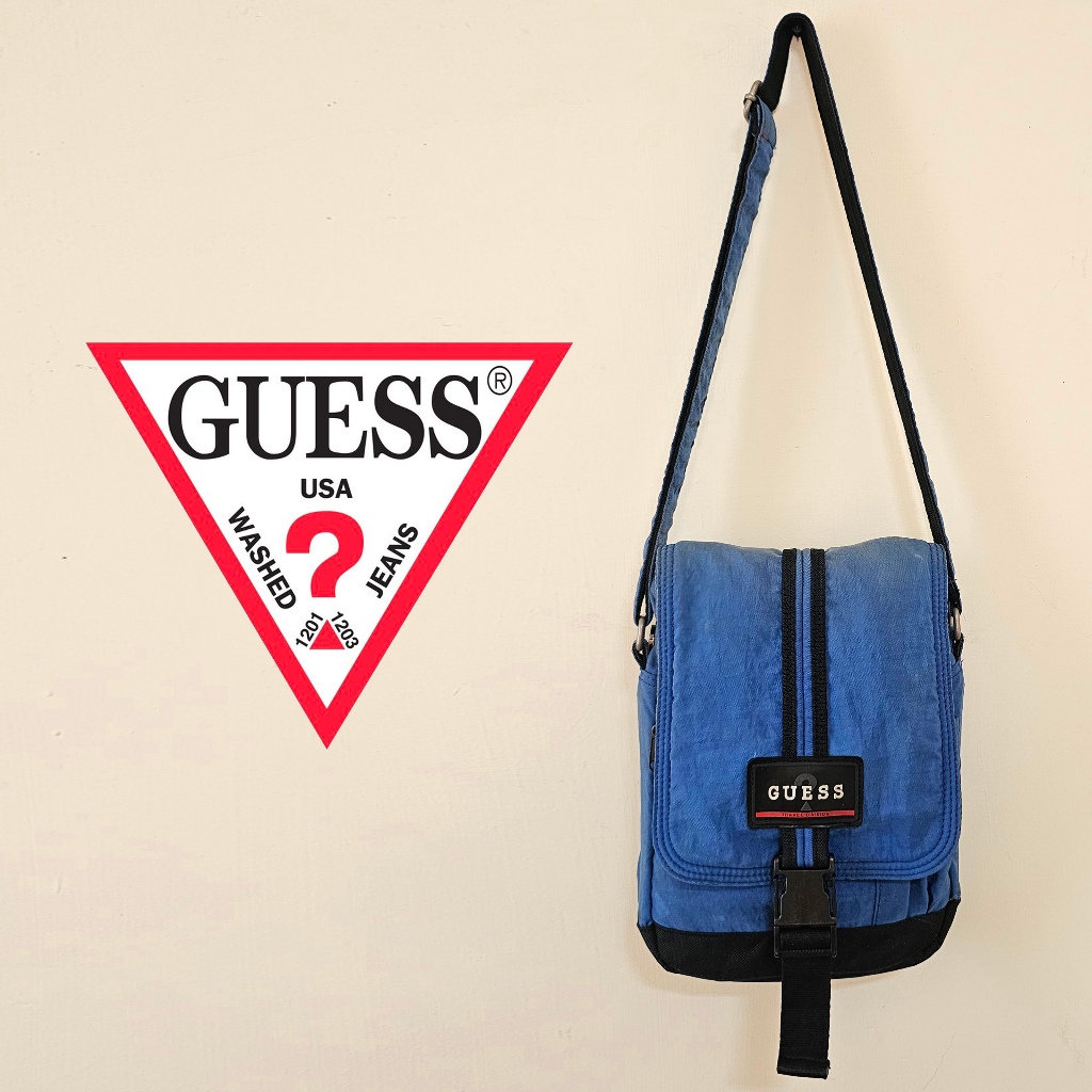 GUESS 拉鍊 藍色 多夾層 斜背包 ♥ 正品 ♥ 現貨 ♥