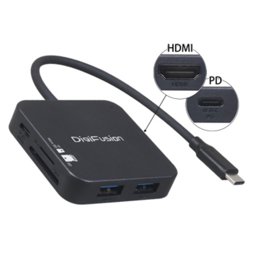 伽利略 Type-C HDMI 4K ＋ U3 HUB + SD/Micro SD 讀卡機 + PD  /CUHR2C