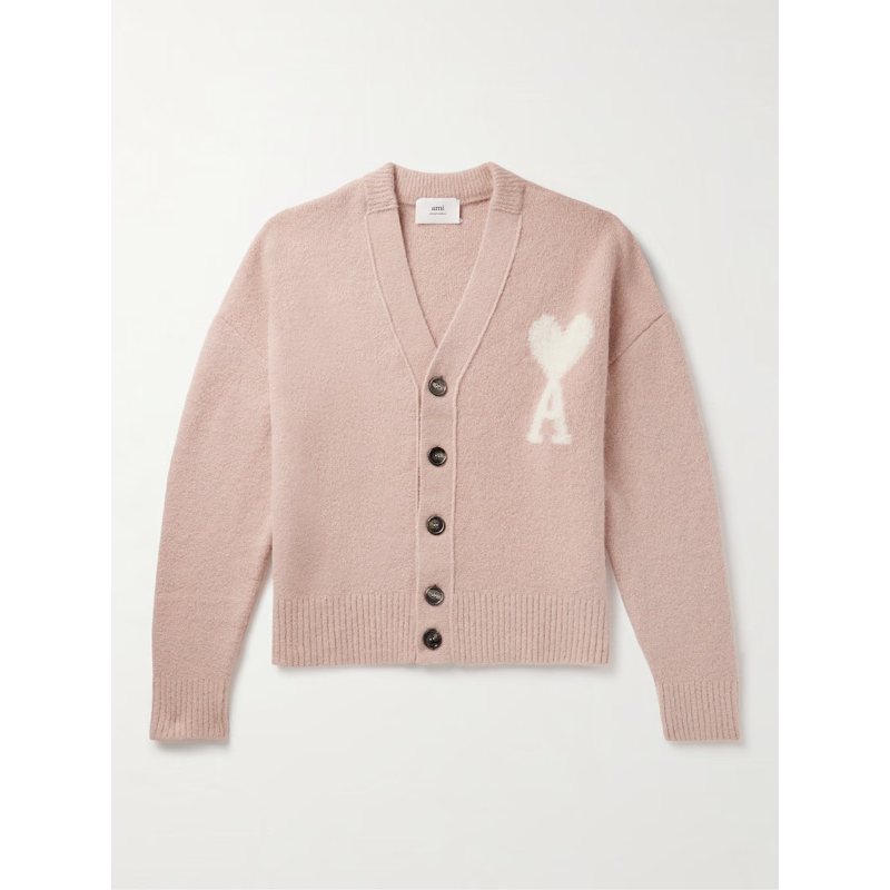 超限量 現貨 AMI PARIS 開襟 毛衣 外套 裸粉 粉紅 色 XS