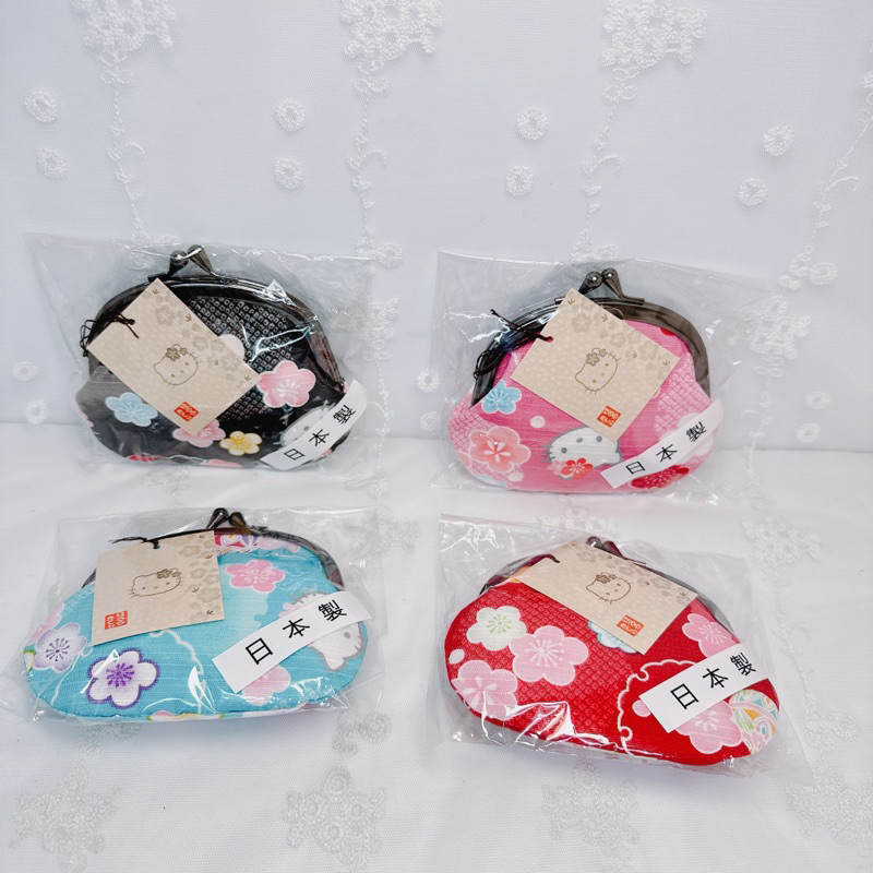 Hello Kitty  和風系列 梅 日本製 珠扣式 和風布 零錢包