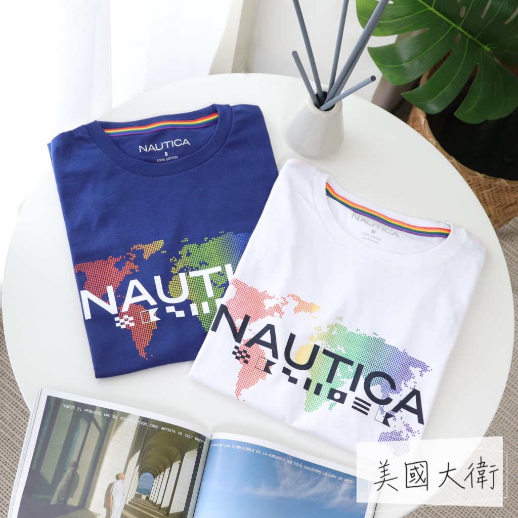 《美國大衛》NAUTICA 短袖 上衣 衣服 T恤 短T Tee 帆船 男 彩虹 tshirt【VR2543】