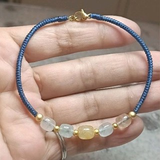玩石手繩工坊-7m天然託帕石小桶珠幸運手繩、天然成色超透超美（下單請留尺寸）