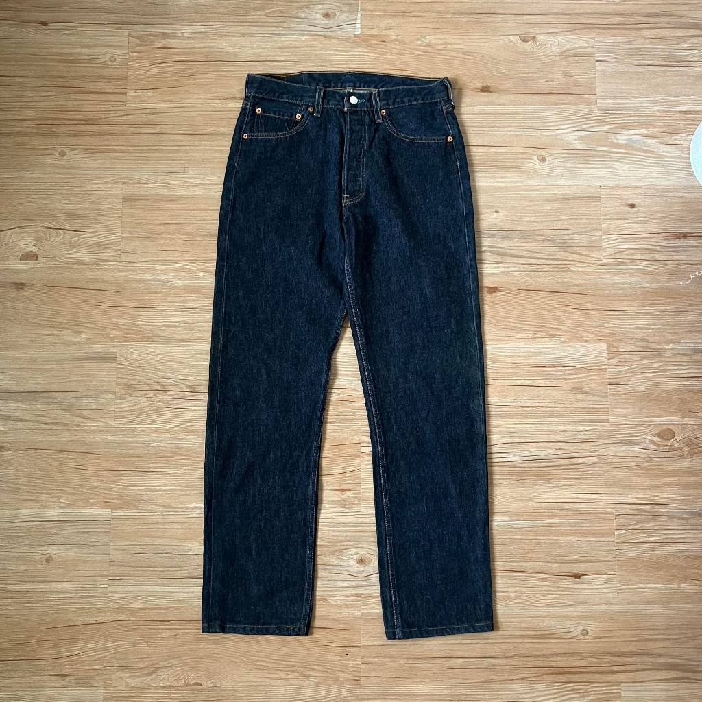 Levis 501 denim vintage 90s Levi's 美國製 排釦 深藍 寬版 直筒 長褲 牛仔褲 古著