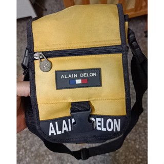 ALAIN DELON 亞蘭德倫 戶外 休閒 背包 側背包 小型 黃色 二手 有髒汙 13 x 19 x 10 cm