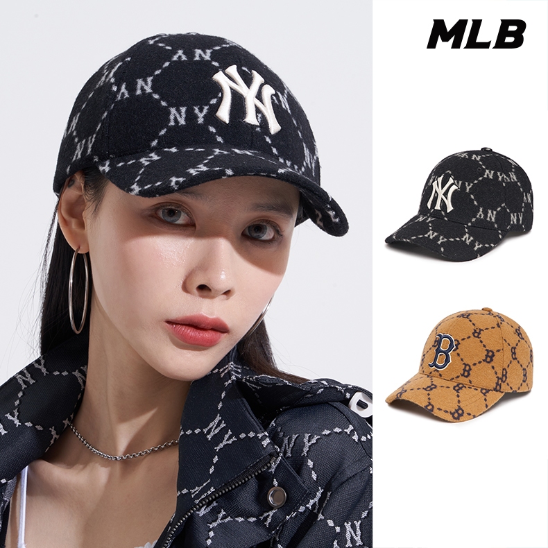 MLB 棒球帽 可調式硬頂羊毛 MONOGRAM系列 洋基/紅襪隊 (3ACPMW126-兩款任選)【官方超值優惠】