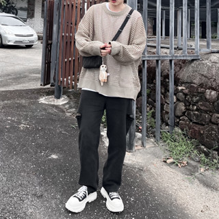 【Shopdcc】 美式 復古 水洗重磅側邊刀割牛仔寬褲2.0 直筒褲 落地褲 長褲 牛仔褲 破壞 牛仔長褲 街頭 韓系