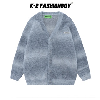 【K-2】BANGOULUO 海馬毛 渲染 刷色 線條 針織罩衫 條紋罩衫 針織毛衣 毛衣 外套 罩衫【D4748】