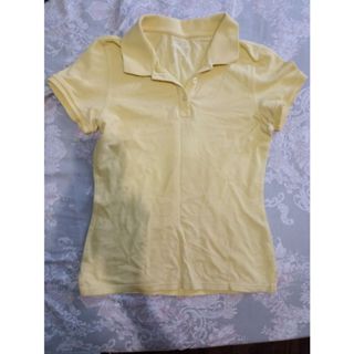 春夏有領上衣襯衫 - lativ純棉網眼透氣排汗運動短袖休閒T上衣淺黃 檸檬黃 七分袖涼感短版皺褶彈性條紋襯衫