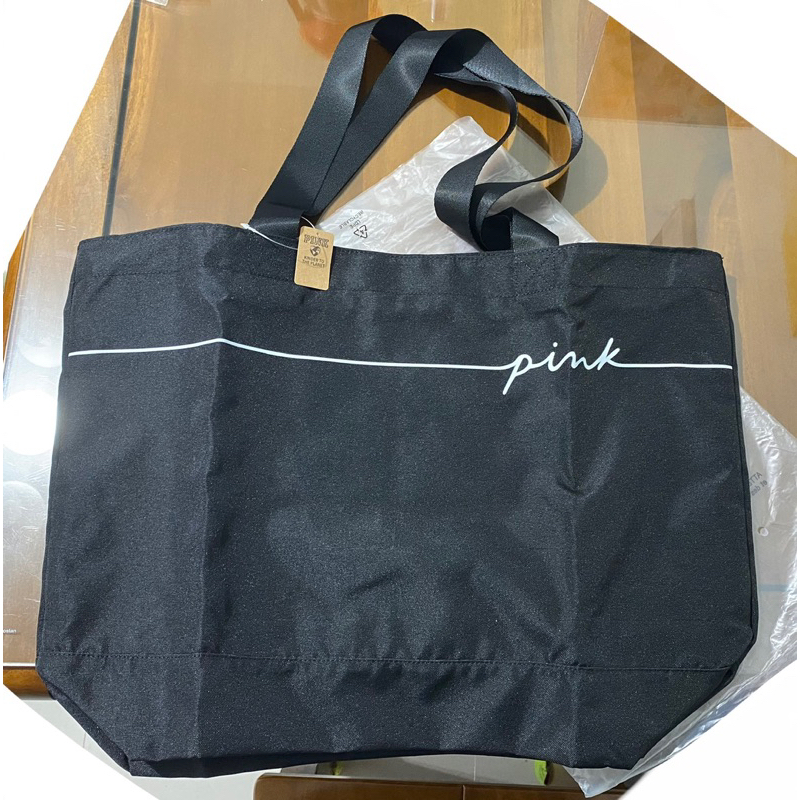 🙋🏻‍♀️現貨在台✨Victoria’s Secret - PINK logo黑色大托特包