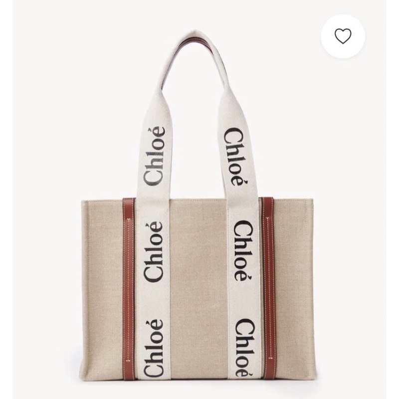 chloe medium woody tote bag 經典logo織帶帆布托特包 中號 咖啡色 棕色
