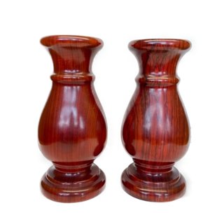 【祥鶴佛具】素面花瓶 柚木 紫檀 原木 花瓶 花幹 神明用品 佛具