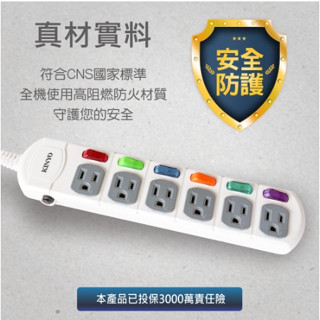 【KINYO臺灣製造】6開6插安全延長線 延長線 kinyo 延長線 扁頭延長線 延長線 三孔延長線