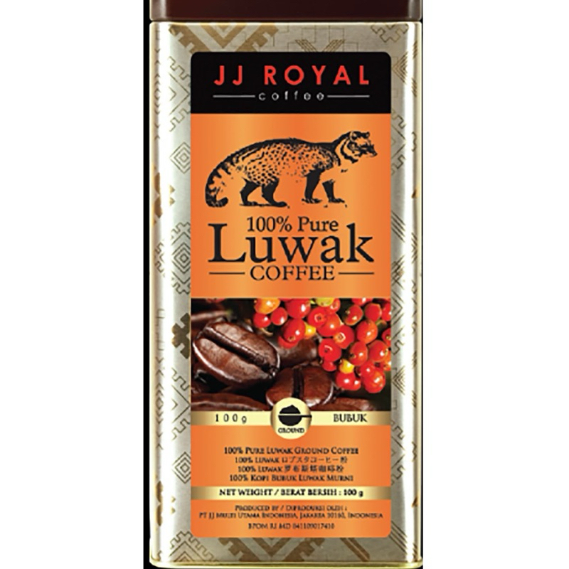 印尼皇家 100% Pure Luwak coffee麝香貓咖啡豆 JJ Royal 鐵盒裝 100g