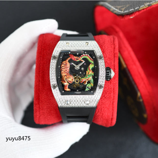 現貨實拍大廠復刻RM51-01龍虎陀飛輪腕表臥虎藏龍系列全自動上鏈機芯運動手錶自動機械錶手錶男閒運動男士手錶防水計時