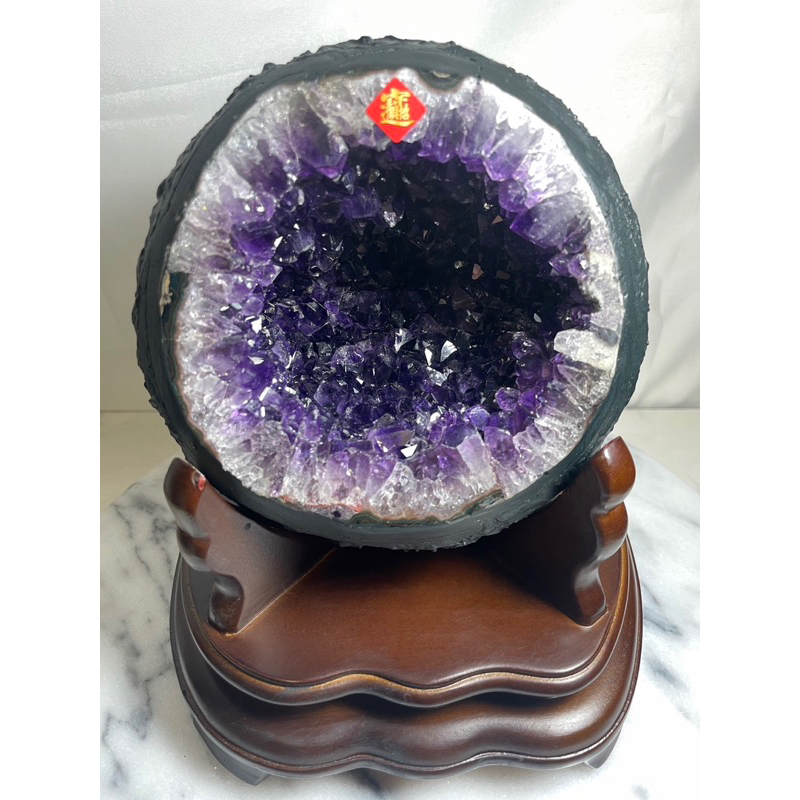 烏拉圭ESP帝王紫晶洞-完美瑪瑙邊/圓洞/淨重3.5公斤