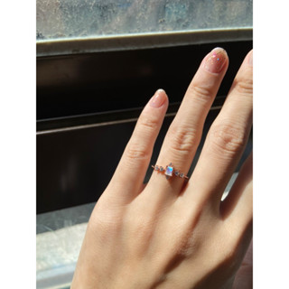 s925銀鑲飾品-藍月光切割面長方形戒指💙怡日甜石工作室❣️