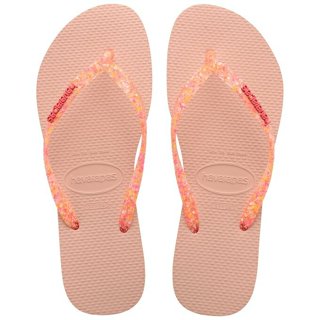havaianas 哈瓦士 巴西人字拖 女款 Slim logo metallic 粉橘點果凍帶 涼鞋 拖鞋 夾腳拖