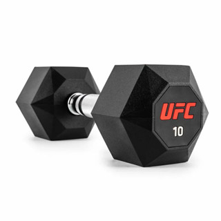 UFC 橡塑八角啞鈴 10kg,黑